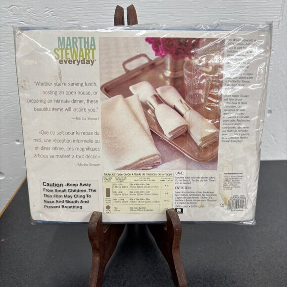 Martha Stewart Everyday VTG Cotton Tablecloth Solid Check Cornflower Blue NOS - Picture 2 of 7
